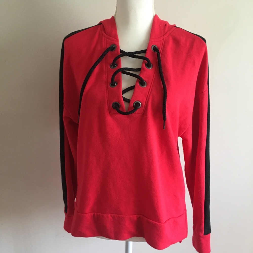 PINK Victoria’s Secret Red Sweatshirt with Hoodie
